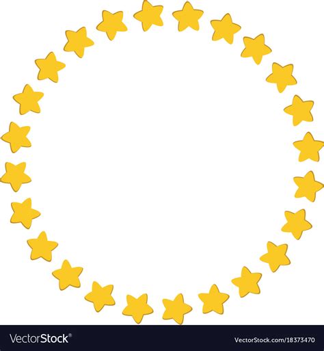 Star In Circle Shape Starry Border Frame Vector Image