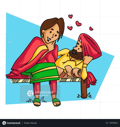 Best Romantic Punjabi Couple Love Illustration Download In Png And Vector