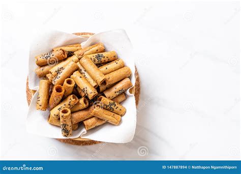 Thai Crispy Coconut Roll Stock Photo Image Of Stick 147887894