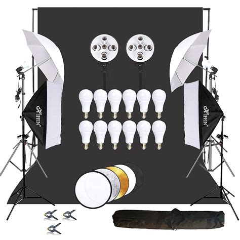 Hiffin Lighting Kit Adjustable Max Size 8x14ft Background Support
