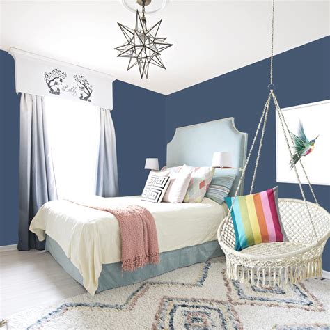 Girls Bedroom With Dark Blue Walls Cuckoo4design