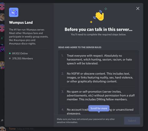 May 22, 2020 · all you need to do is make a rules channel, then make 2 roles, the first role, set it to where you cannot see any channels except for the rules channel. Rules Screening FAQ - Discord