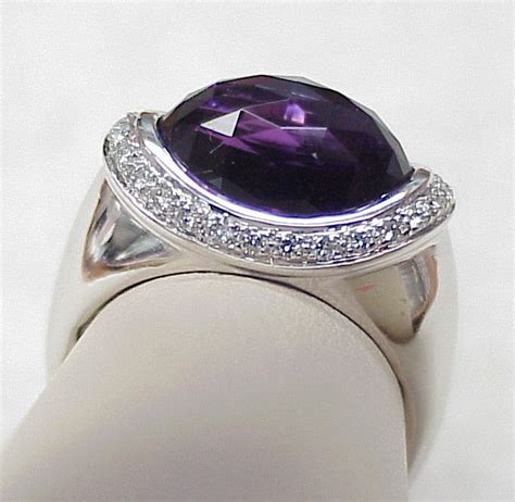Unique Amethyst And Diamond 18k White Gold Ring From Arnoldjewelers On