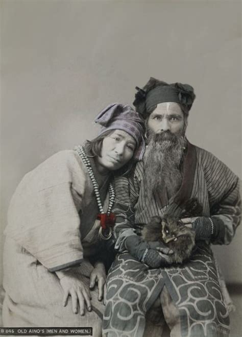 Ainu Husband And Wife Hokkaido Northern Japan About Hand Colored Mia Samurai Geisha