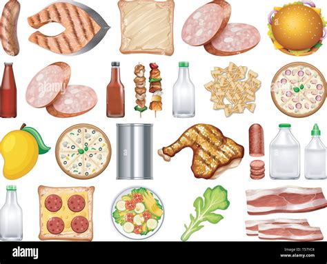 Conjunto De Alimentos Saludables Ilustración Imagen Vector De Stock