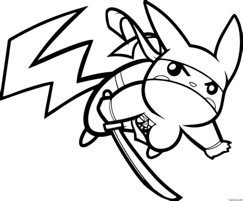 Ninja Pikachu Pokemon Coloring Pages Turkau