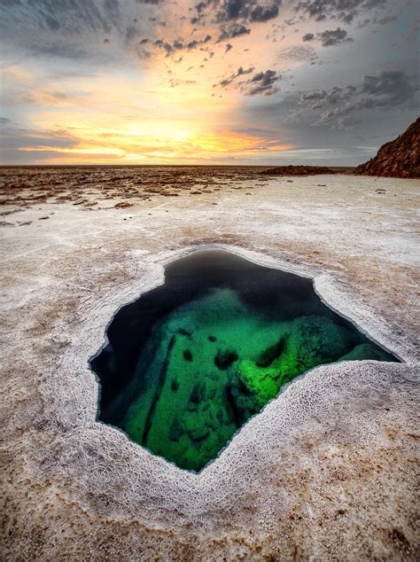 The „swimming Pool“ A Hole In A Salt Lake In The Danakil Desert