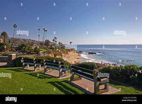 Laguna Beach Heisler Park And Bench With Ocean View Stock Photo Alamy