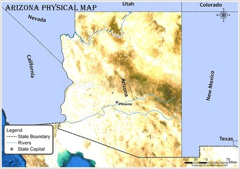 Arizona Physical Map A Physical Map Of The Arizona Shows The