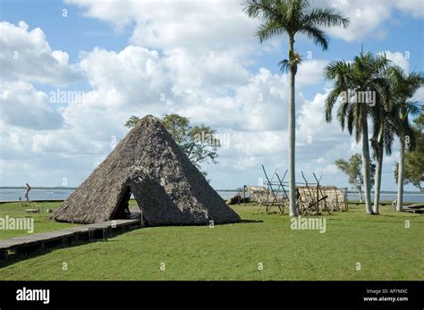 A Recreated Taíno Indian Village Replete With Bohíos And Young Bucks In