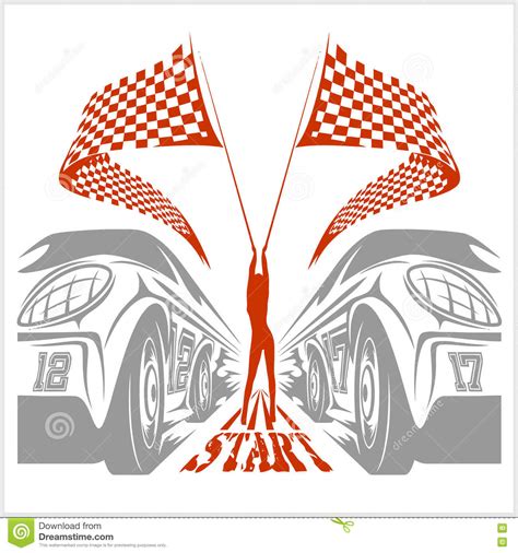 Racing Girl With Flags Stock Vector Illustration Of Female 77085157
