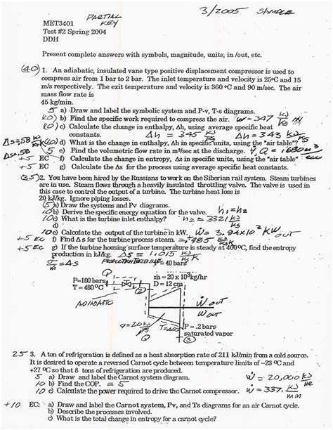 Practice Test 2 Solutions Thermodynamics I Met 3401 Docsity