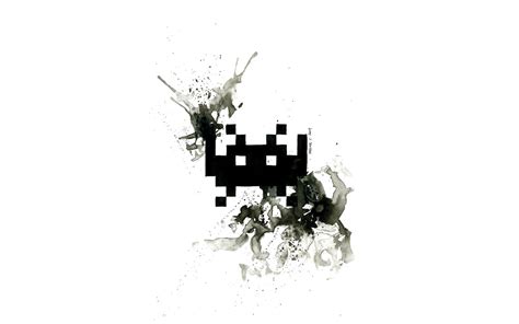 Space Invaders Video Game Art Video Games Digital Art Monochrome Simple