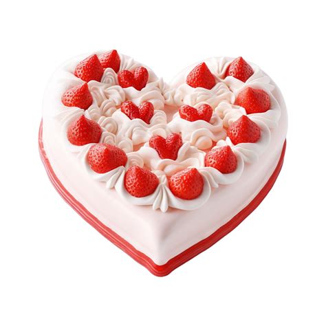 Ai Generated Heart Shaped Cake Isolated On Transparent Background Png