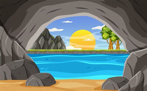Inside Cave Landscape In Cartoon Style 19849978 Vector Art At Vecteezy