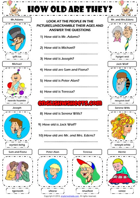 How Old Are They Asking And Telling Age Esl Worksheet