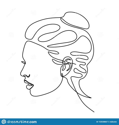Abstract Girl Face Continuous One Line Drawing Minimalism
