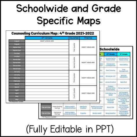 School Counseling Curriculum Maps Editable With Sample Themes And