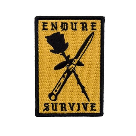 Rose And Switchblade Patch Endure Survive Iron On Embroidered Patch