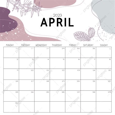 Gambar Kalender Bulan April 2023 Sederhana Dua Ribu Dua Puluh Tiga