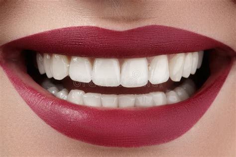 beautiful smile with whitening teeth perfect fashion lips makeup stock image image of