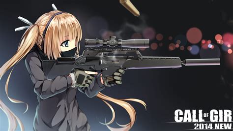 Full Hd Wallpaper Girls With Guns Rifle Long Hair Blue