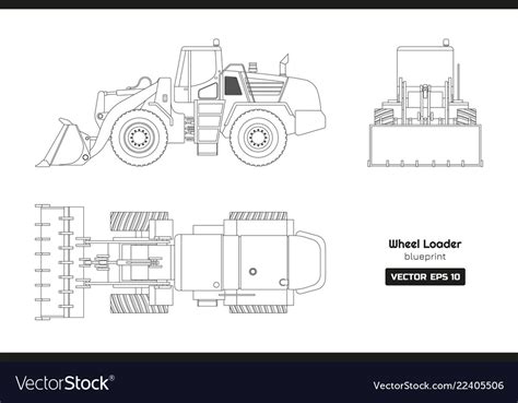 Outline Drawing Wheel Loader Royalty Free Vector Image