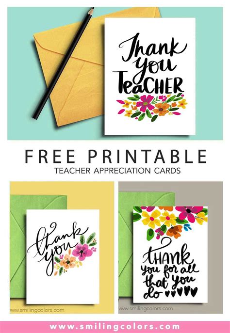 Just pick your favorite printable thank you card and start writing. Thank you teacher: A set of FREE printable note cards - Smitha Katti