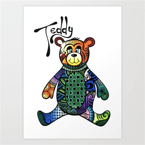 Psychedelic Teddy Art Print By Wealie Society6