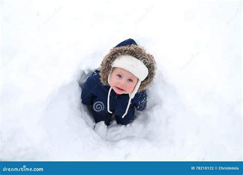 Cold Baby In Winter Snowsuit In Snow Stock Photo Image Of Cute Cold