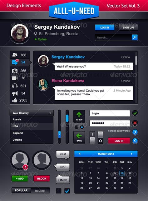 Set Of User Interface Elements By Vecster Graphicriver