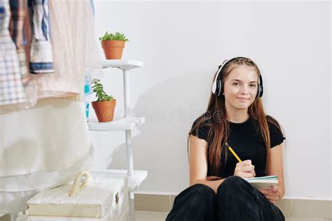 Teenage Girl Writing Essay Stock Image Image Of Looking 196099543