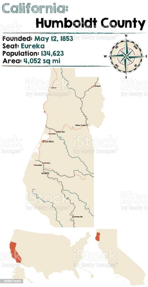 California Humboldt County Map Stock Illustration Download Image Now
