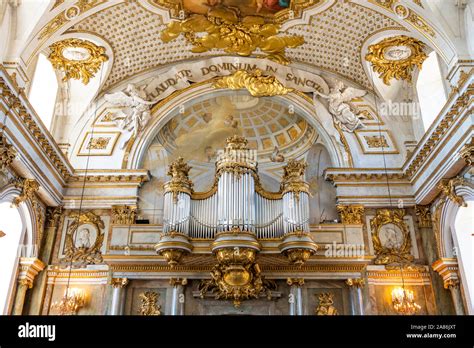 The Pipe Organ In The Chapel At The Royal Palace In Stockholm Sweden