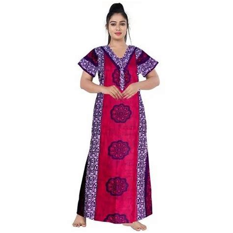 Full Length Pink Cotton Printed Ladies Nighty Upto 44 Xxl At Rs 140piece In Jaipur