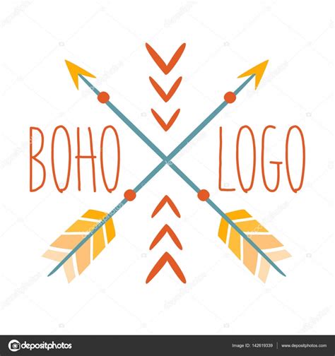Ethnic Logo Boho Style Element Hipster Fashion Design Template In Blue