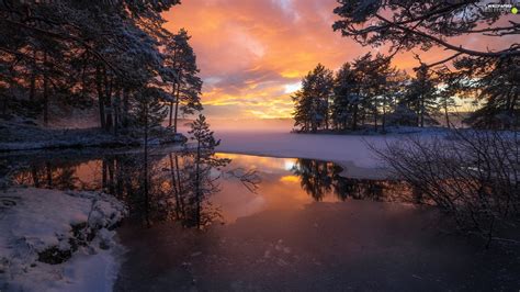 Snow Winter Icecream Lake Ringerike Norway Viewes Great Sunsets