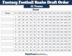 Football 12 Team Snake Draft Order Chart