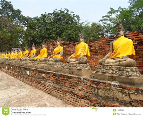 Ayutthaya Ancient City Ruins In Thailand Buddha Statues