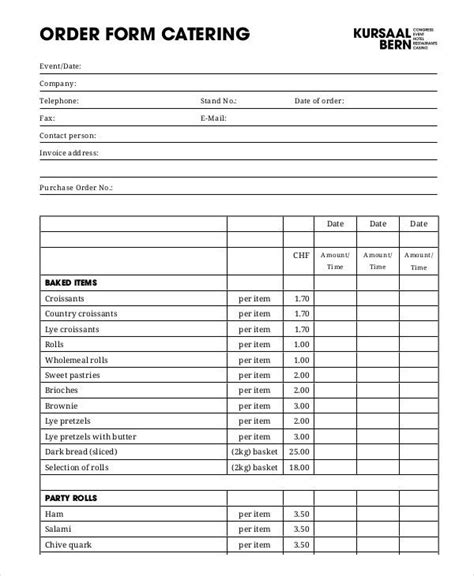 16 Catering Order Forms Ms Word Numbers Pages Free And Premium