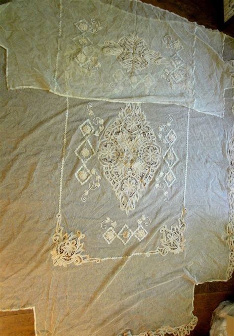Sale Treasury Item Beautiful Antique Handmade Ecru Cotton Applique