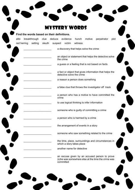 vocabulary mystery worksheets worksheets