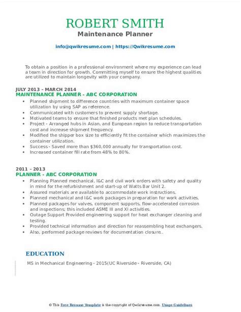 Urban regional planner cv template. Planner Resume Samples | QwikResume