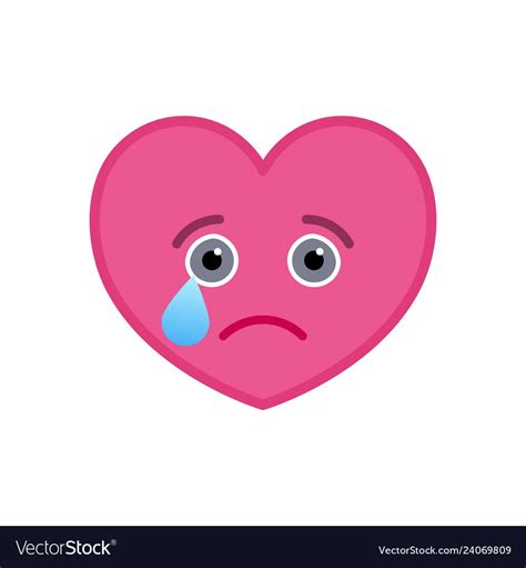 Crying Heart Shaped Funny Emoticon Icon Vector Image On Vectorstock