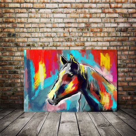 Horse Painting Art Large Canvas Prints Colorful Horse Etsy Colorful