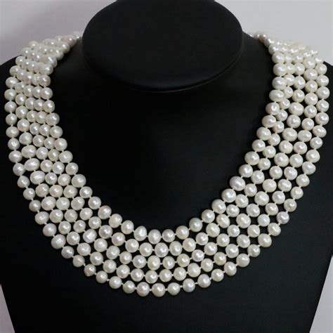 Beautiful Natural Freshwater Cultured White Pearl Round Beads 7 8mm Fashion Women Long Chain