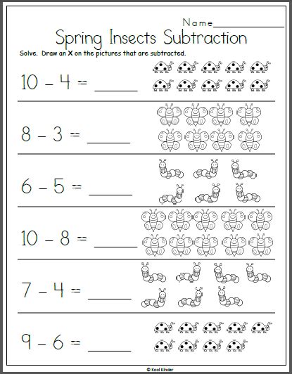 Free Spring Subtraction Worksheet For Preschool And Kindergarten Math