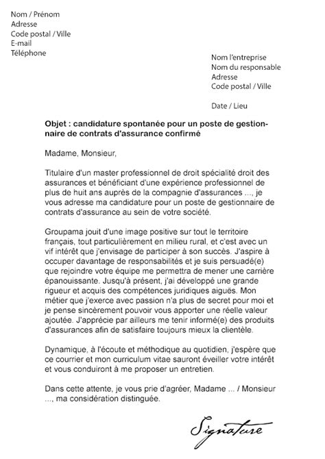 Exemple de lettre de motivation pour alternance : exemple lettre de motivation gestionnaire assurance