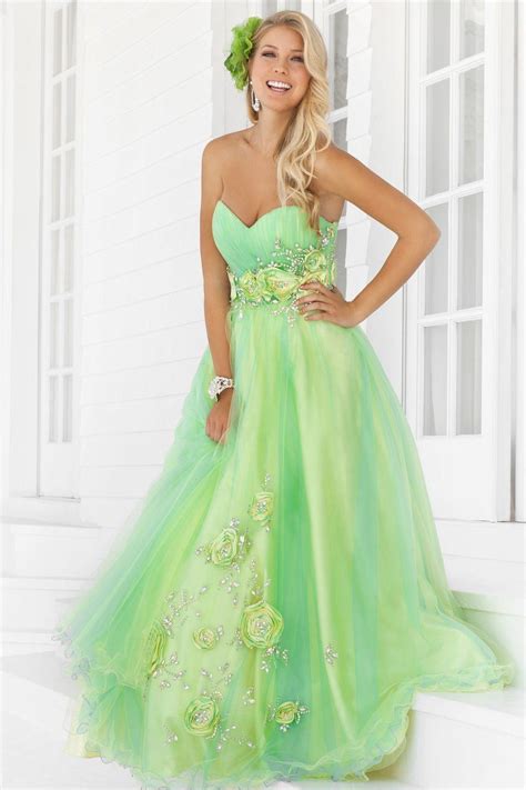 2015 Lime Green Prom Dresses A Line Sweetheart Tulle Lace Up Handmade
