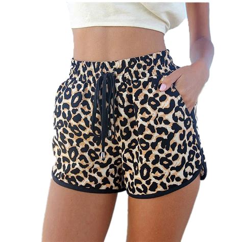 Women Casual Cotton Shorts European Loose Summer High Waist Leopard Printed Short Pants Female